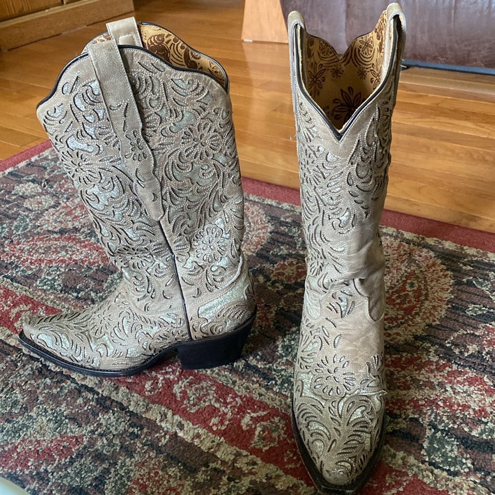 Corral Metallic Embroidered Heeled Boots